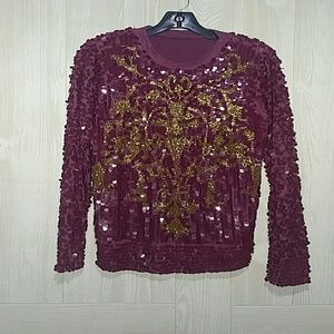 Burgundy and gold asos pull over sweater top